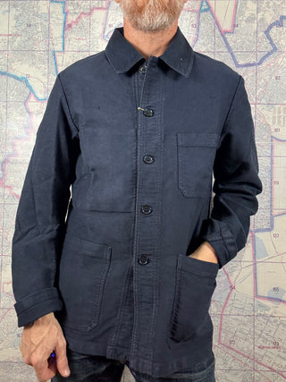 French Chore Jacket Navy Moleskin Vetra Chaqueta