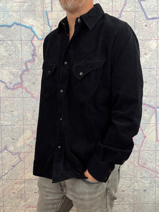 Camisa Western de pana Pure Blue Japan black + Indigo
