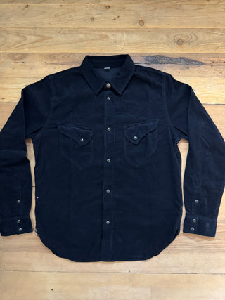 Camisa Western de pana Pure Blue Japan black + Indigo