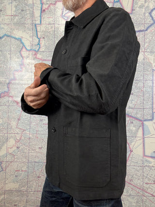 French Chore Jacket Negra Moleskin Vetra Chaqueta