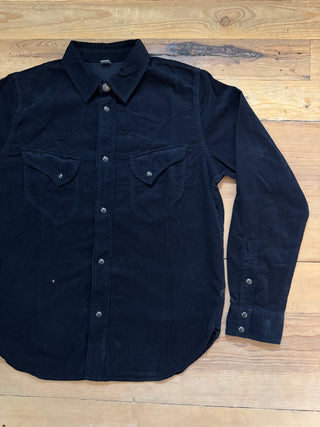 Camisa Western de pana Pure Blue Japan black + Indigo