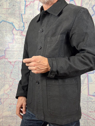 French Chore Jacket Negra Moleskin Vetra Chaqueta