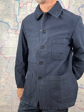 French Chore Jacket Navy Moleskin Vetra Chaqueta