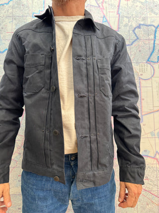 RJ-1 Riders jacket Waxed Canvas Black Freenote Cloth