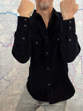 Camisa Western de pana Pure Blue Japan black + Indigo