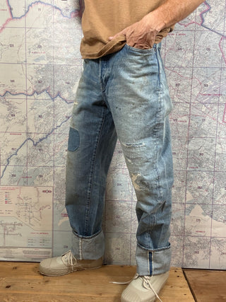 0815 Loose Wide Fit Jeans 6 años 13.5 oz selvedge Omoto Denim