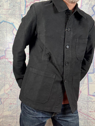 French Chore Jacket Negra Moleskin Vetra Chaqueta