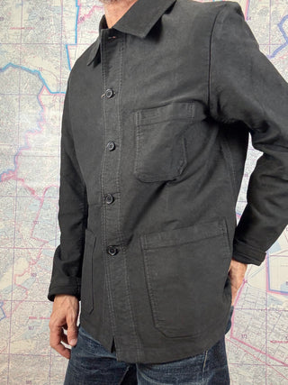 French Chore Jacket Negra Moleskin Vetra Chaqueta