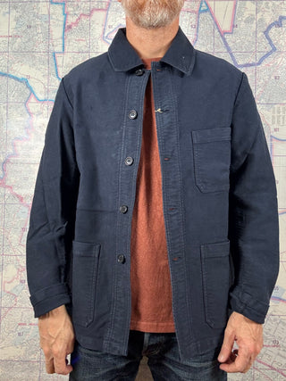 French Chore Jacket Navy Moleskin Vetra Chaqueta