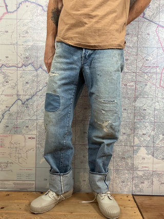 0815 Loose Wide Fit Jeans 6 años 13.5 oz selvedge Omoto Denim