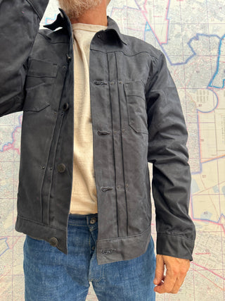 RJ-1 Riders jacket Waxed Canvas Black Freenote Cloth