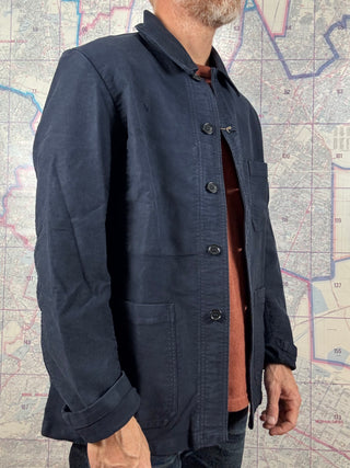 French Chore Jacket Navy Moleskin Vetra Chaqueta