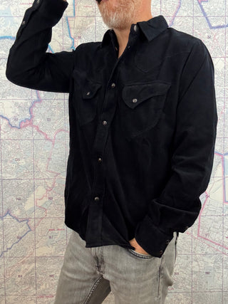 Camisa Western de pana Pure Blue Japan black + Indigo