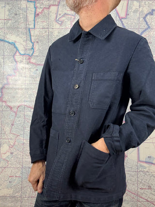 French Chore Jacket Navy Moleskin Vetra Chaqueta