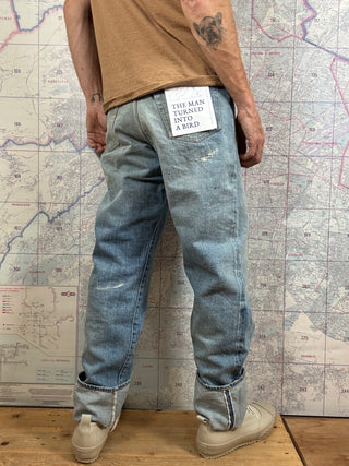 0815 Loose Wide Fit Jeans 6 años 13.5 oz selvedge Omoto Denim