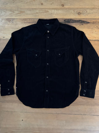 Camisa Western de pana Pure Blue Japan black + Indigo