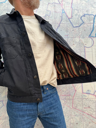 RJ-1 Riders jacket Waxed Canvas Black Freenote Cloth
