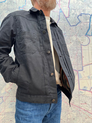 RJ-1 Riders jacket Waxed Canvas Black Freenote Cloth