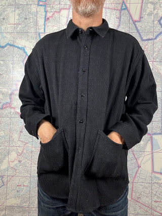 Sashiko Sobre Camisa Negra Japan Blue Jeans