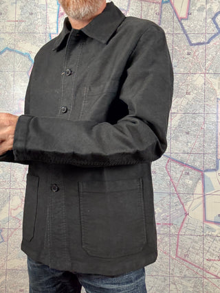 French Chore Jacket Negra Moleskin Vetra Chaqueta