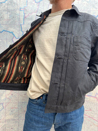 RJ-1 Riders jacket Waxed Canvas Black Freenote Cloth