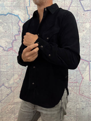 Camisa Western de pana Pure Blue Japan black + Indigo