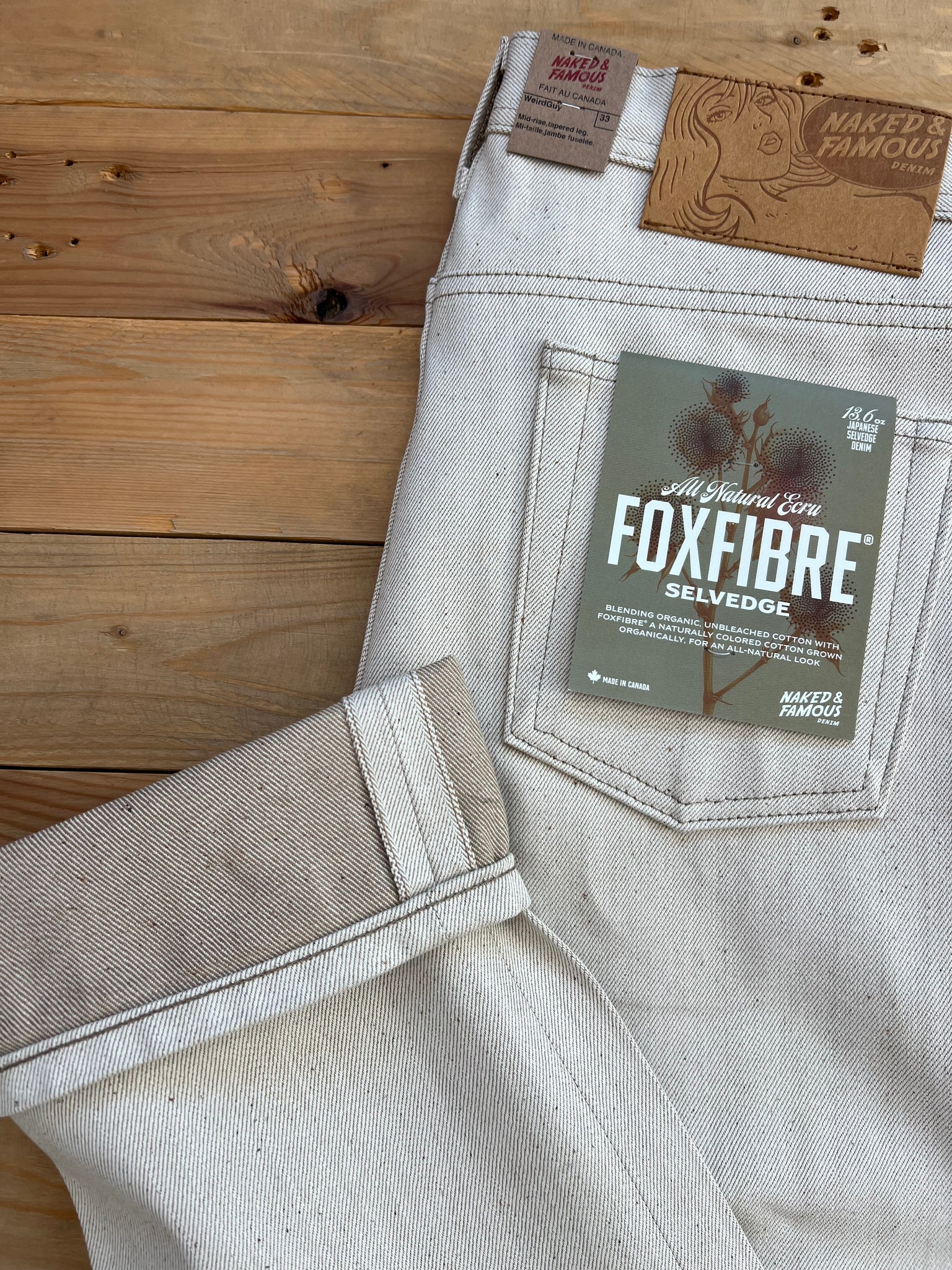 Selvedge Foxfibre Ecru/Brown Naked and Famous Weird Guy