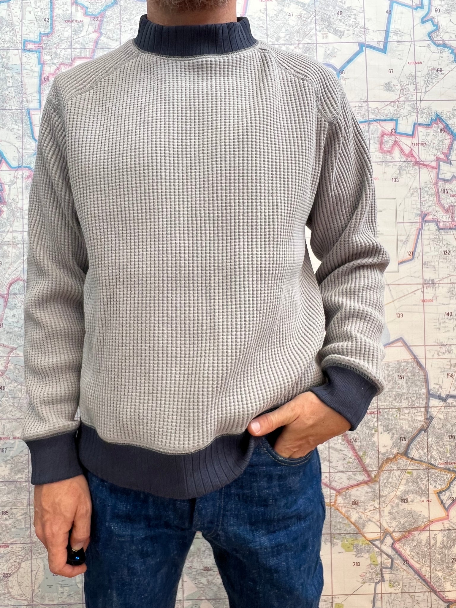 Waffle  Navy Jackman Suéter