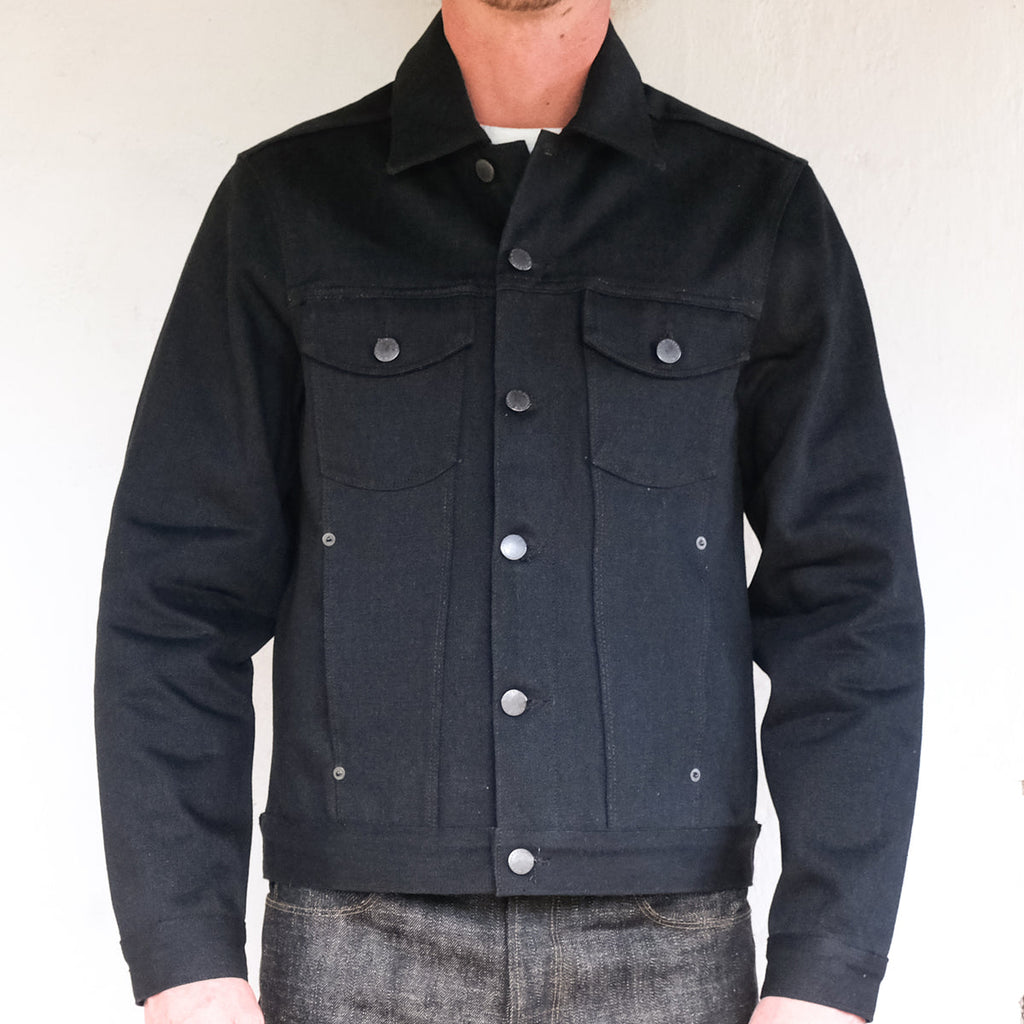 Black Trucker Jacket 17 oz slub Freenote