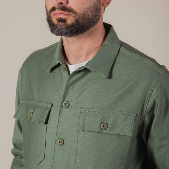 Military Green Overshirt 10 oz twill fabric Benzak